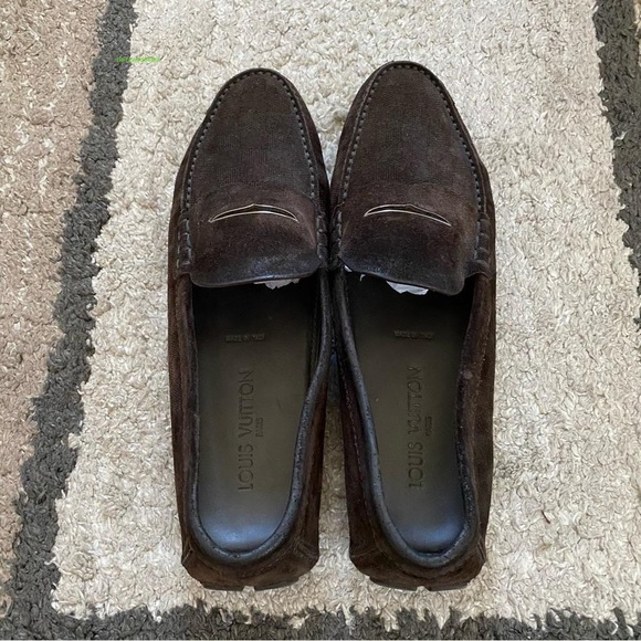 Louis Vuitton Made in Italy Men’s check pattern Brown Leather Loafer Size 11 - Picture 5 of 5